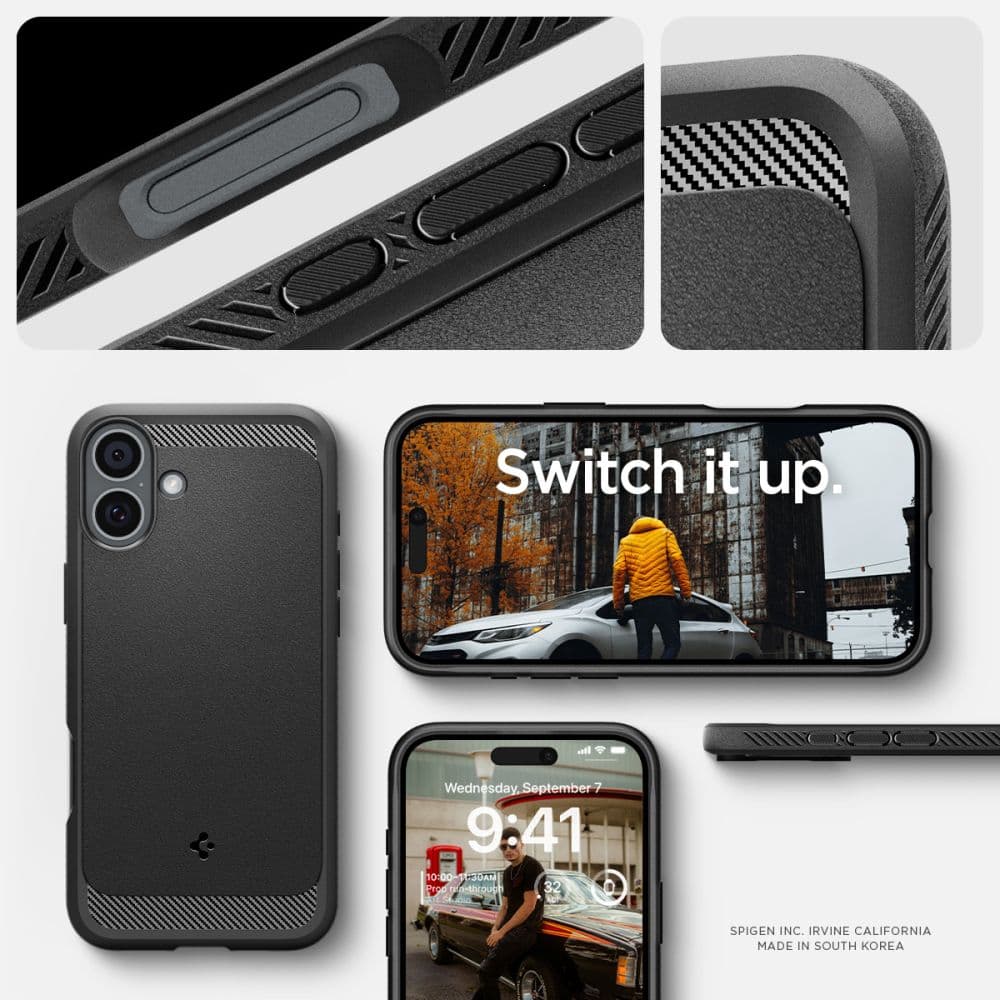 Pritrden ovitek Spigen Rugged Armor MagSafe za iPhone 16 - črn 3