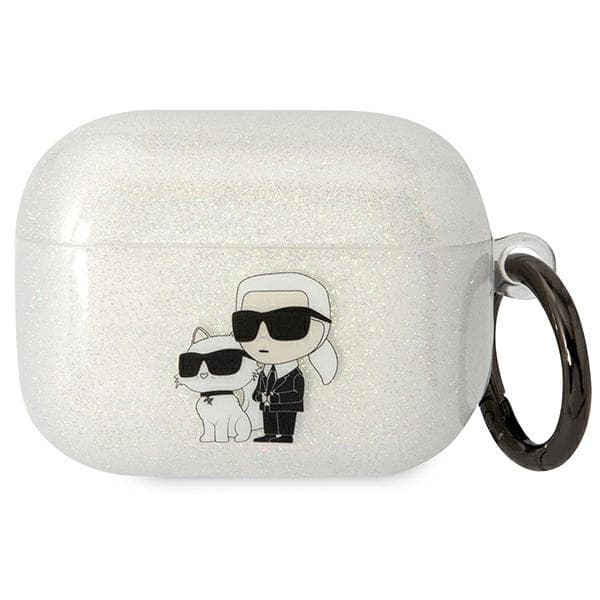 Karl Lagerfeld etui za AirPods Pro, Glitter Karl&Choupette, prozoren