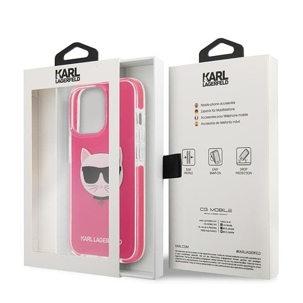 Etui Karl Lagerfeld Choupette Head za iPhone 13 Pro Max - fuksijni 8