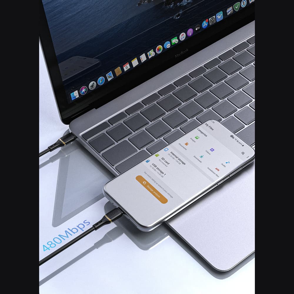 Dudao L25C USB-C na USB-C silikonski kabel 60W 1m - bel 7