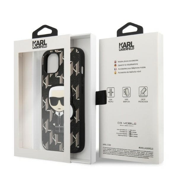 Karl Lagerfeld Monogram Ikonik Patch ovitek za iPhone 13 mini (5.4") - črn 7