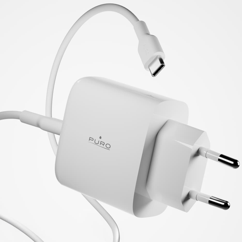 Puro Daily Prolite 45W USB-C/USB-A polnilnik + USB-C kabel, bel 7