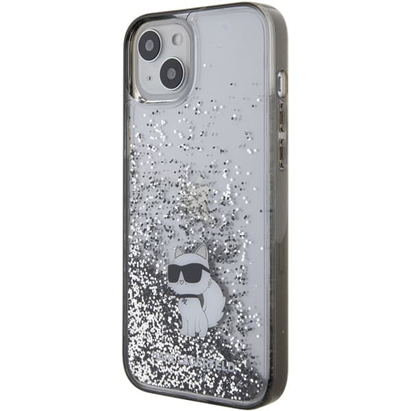 Ovitek Karl Lagerfeld Liquid Glitter Choupette za iPhone 15 Plus - prozorna 2