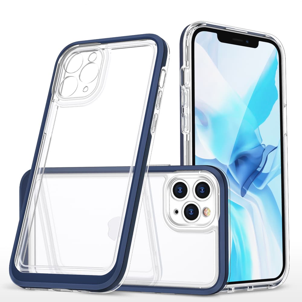 Hybrid Armor Clear 3v1 ovitek za iPhone 11 Pro Max z modrim okvirjem