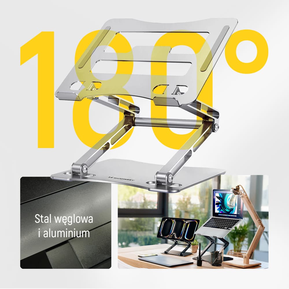 Wozinsky WRS-CPY75DSS Aluminijasto stojalo za prenosnik/tablico (do 17.3") + stojalo za telefon - srebrno