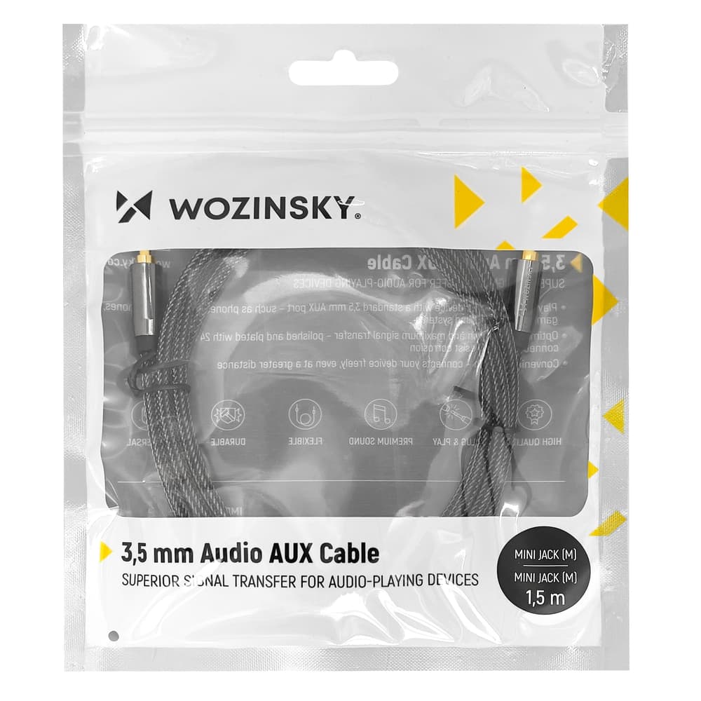 Avdio kabel Wozinsky mini jack 2x AUX, 3m, črn 6