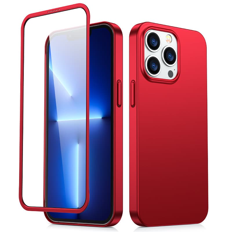 Joyroom 360 Full ovitek za iPhone 13 Pro Max + kaljeno steklo rdeče