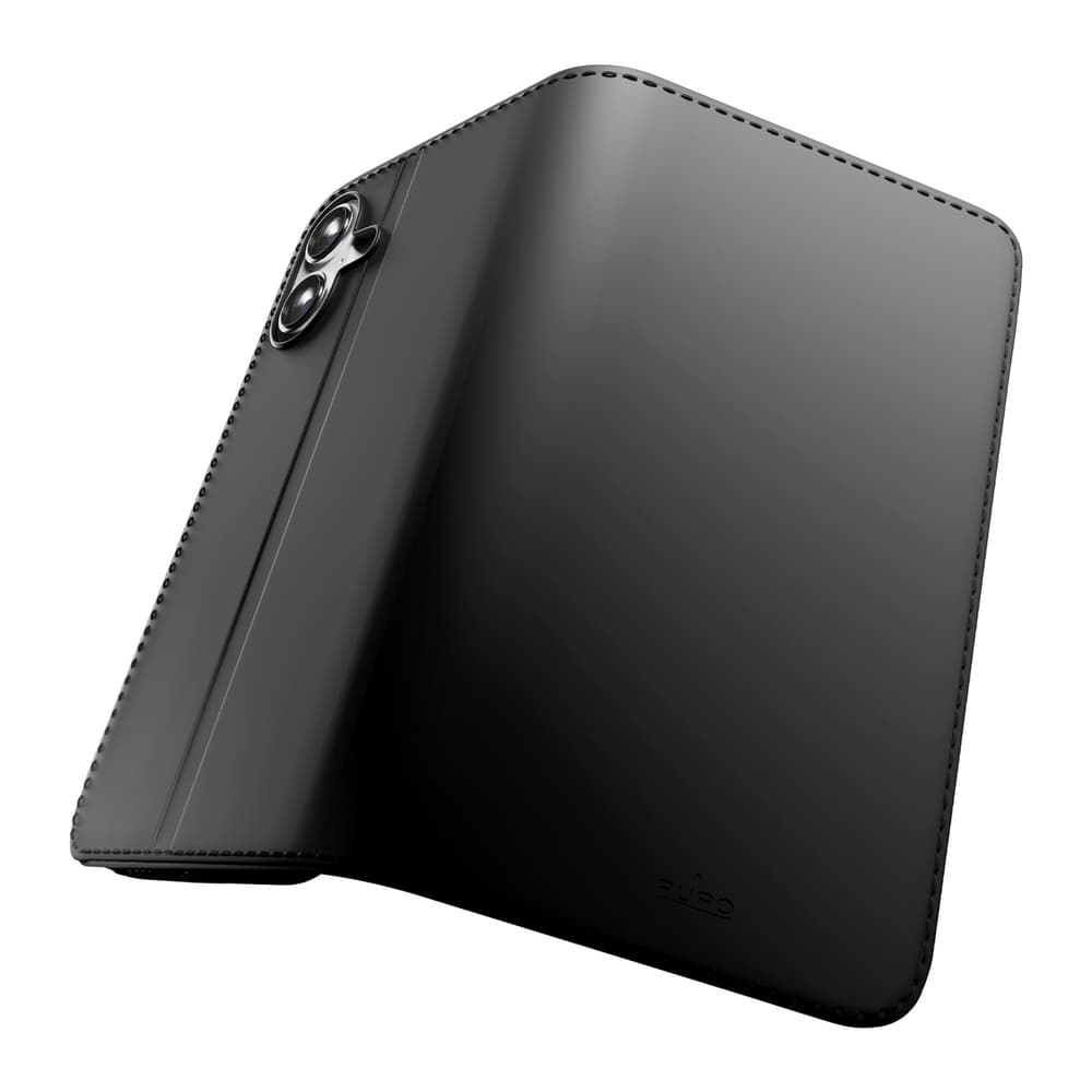 Puro Wallet Stand ovitek za iPhone 17, eko usnje, črn 5