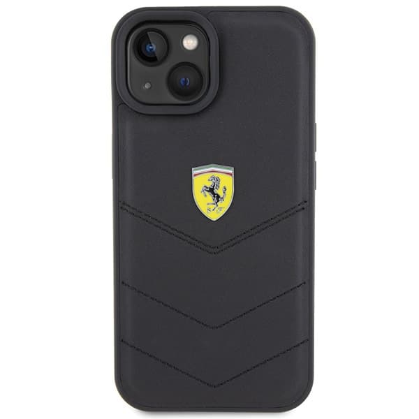 Etui Ferrari Quilted Metal Logo za iPhone 15 - črna 3