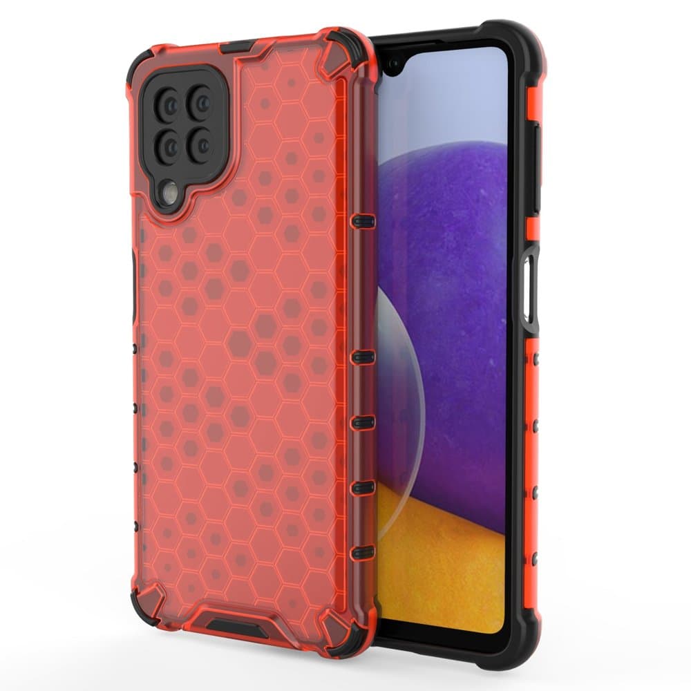Ovitek Honeycomb s TPU podlogo za Samsung Galaxy A22 4G rdeč