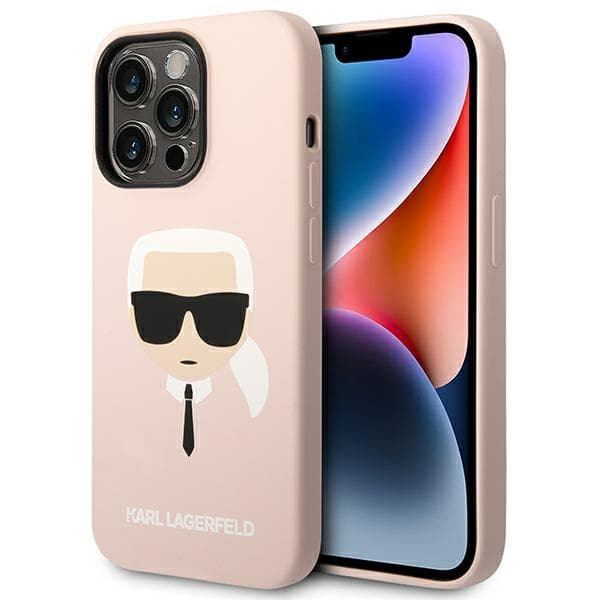 Ovitek Karl Lagerfeld Silicone Karl's Head za iPhone 14 Pro Max, roza