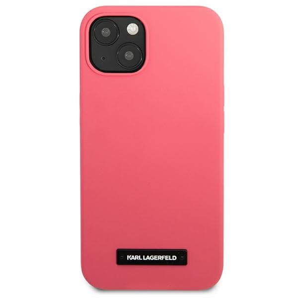 Ovitek Karl Lagerfeld Silicone Plaque za iPhone 13 mini, fuksija 3