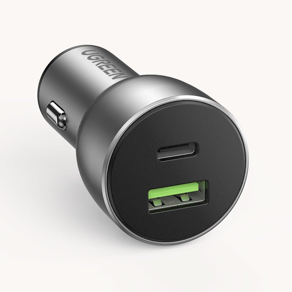 Ugreen avtopolnilnik USB/USB-C PD 36W Quick Charge 3.0, siva 4
