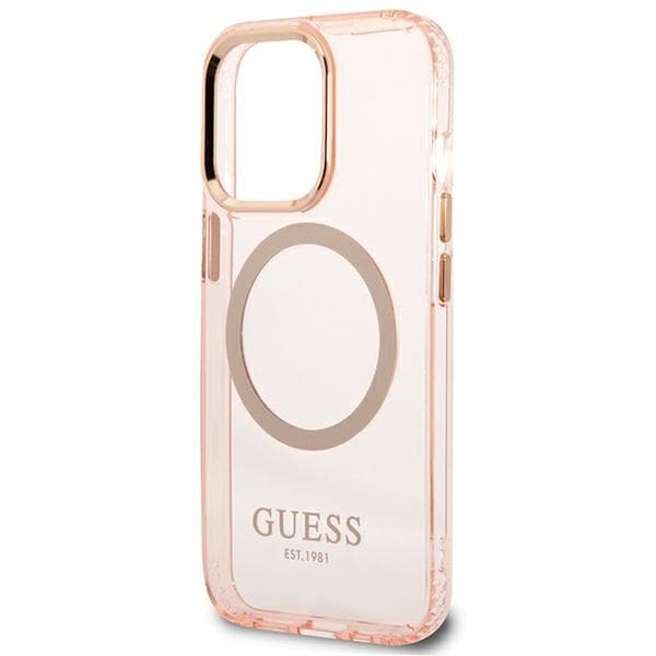 Guess Gold Outline Translucent MagSafe etui za iPhone 13 Pro Max - roza 6