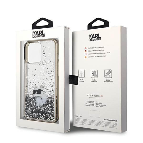 Karl Lagerfeld Liquid Glitter Choupette ovitek za iPhone 13 Pro Max - prozoren 8