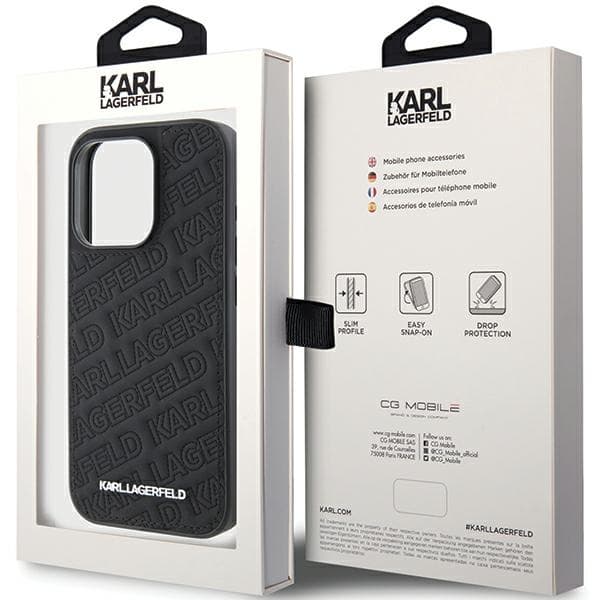 Karl Lagerfeld ovitek za iPhone 15 Pro - črn, prešit 8