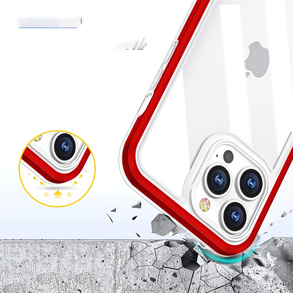 Hurtel Clear 3in1 ovitek za iPhone 13 Pro, rdeči okvir 6