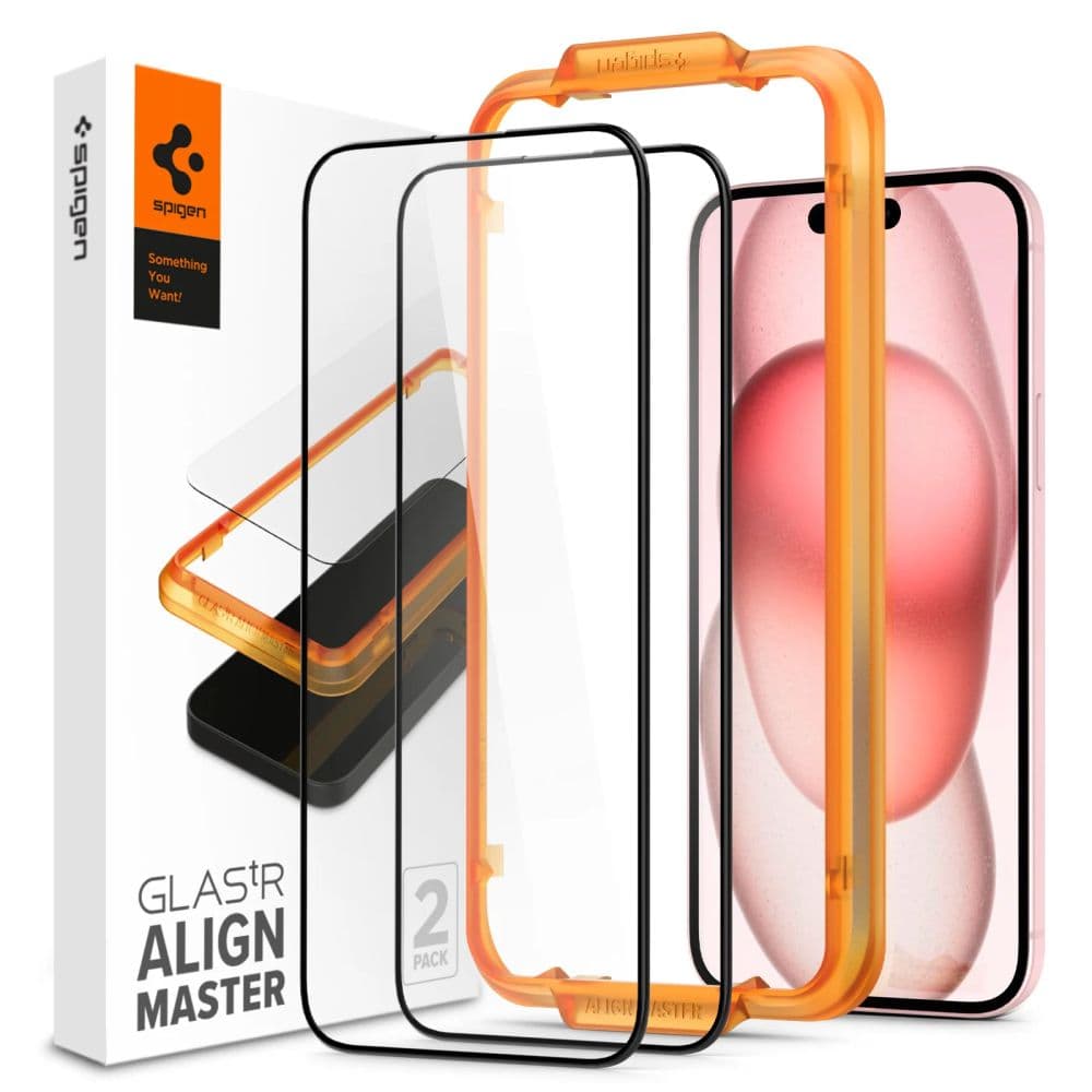 Spigen ALM Glass FC ovitek za iPhone 15 Plus - črn (2 kosa)