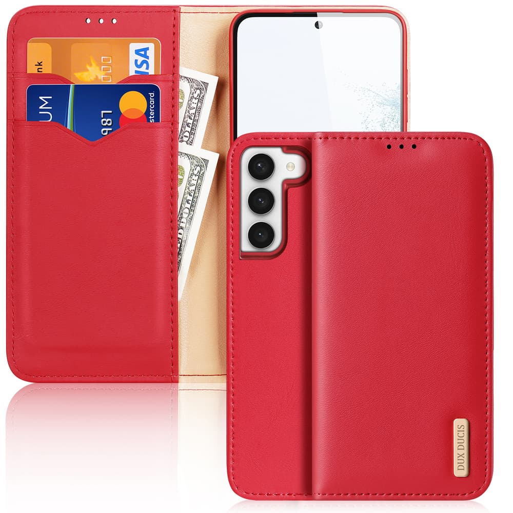 Preklopni ovitek Dux Ducis Hivo z denarnico in RFID zaščito za Samsung Galaxy S23+ - rdeča