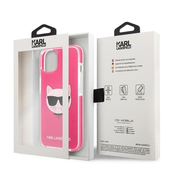 Karl Lagerfeld ovitek Choupette Head za iPhone 13 - fuksija 8