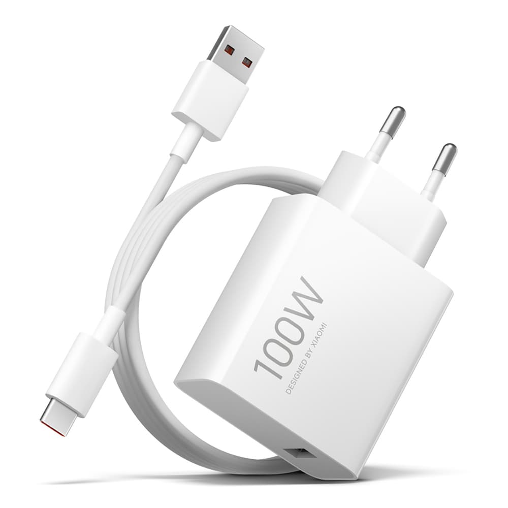 Xiaomi turbo polnilnik MY-19-ER, 100W, USB-A, beli, z USB-C kablom
