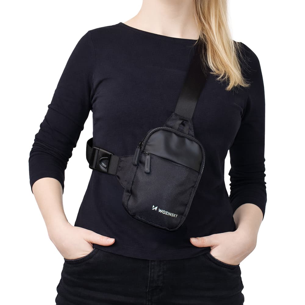 Unisex torbica Wozinsky WMS-W1, vodoodbojna, dva predala, črna 7