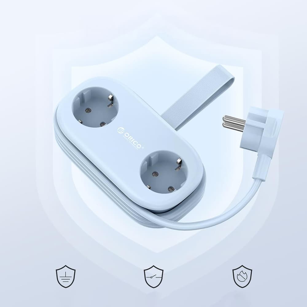 Orico AP3 razdelilnik 65W GaN, 2x AC + 2x USB-A + 2x USB-C - modri