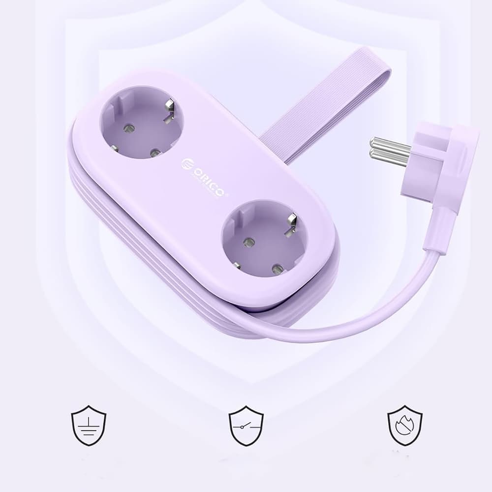 Orico AP3 razdelilnik 65W GaN, 2x AC + 2x USB-A + 2x USB-C - vijoličen