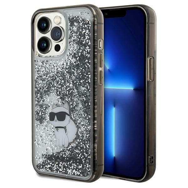 Karl Lagerfeld Liquid Glitter Choupette ovitek za iPhone 13 Pro Max - prozoren