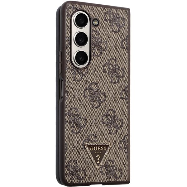 Ovitek Guess Leather 4G Triangle Strass za Samsung Galaxy Z Fold 5 - rjava 5