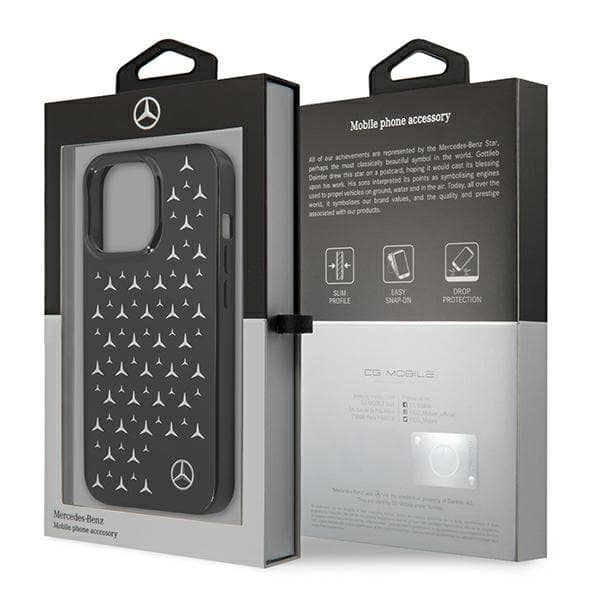 Mercedes ovitek Silver Stars Pattern za iPhone 13 Pro / iPhone 13 - črn 8