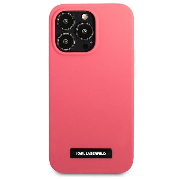 Ovitek Karl Lagerfeld Silicone Plaque za iPhone 13 Pro Max, fuksija 3