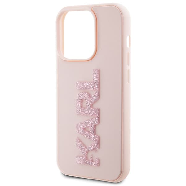 Ovitek Karl Lagerfeld 3D Rubber Glitter Logo za iPhone 15 Pro Max - roza 6