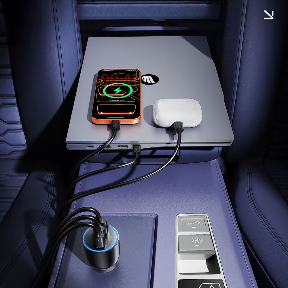Orico PowerLink 165W avtomobilski polnilnik, USB-A + 2x USB-C - črn 5