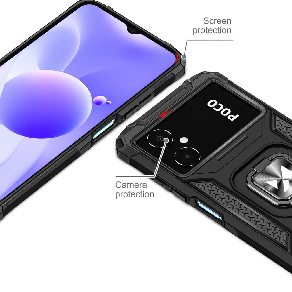 Wozinsky Ring Armor ovitek za Samsung Galaxy A03, črn, z obročem 2
