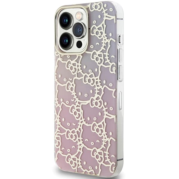 Hello Kitty ovitek IML Gradient Electrop Crowded Kitty Head za iPhone 14 Pro - roza 2
