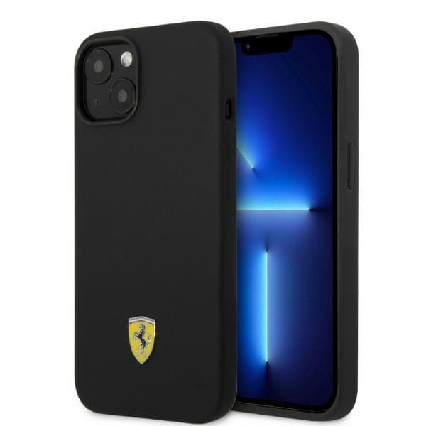 Ovitek Ferrari Silicone Metal Logo MagSafe za iPhone 14 Plus (6.7") - črn