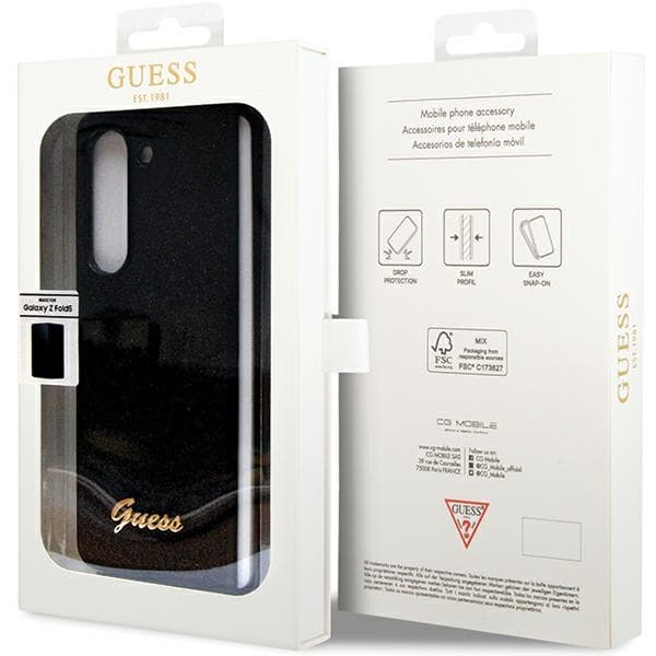 Ovitek Guess Glitter Script za Samsung Galaxy Z Fold 5 - črna 7