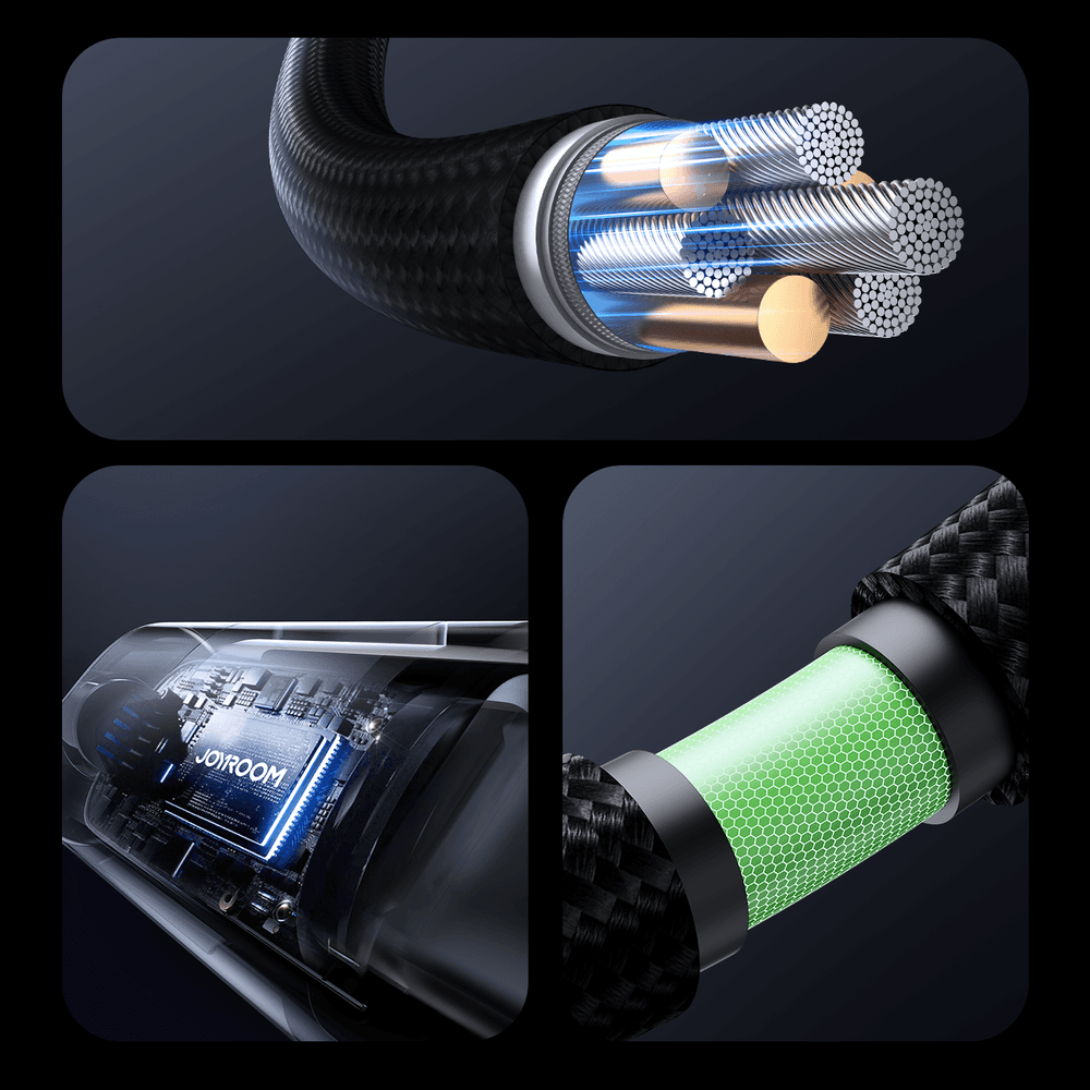 Joyroom S-A16 Pro USB-A - Lightning Kabel 1.2m, 3A, LED Zaslon, Črn 5