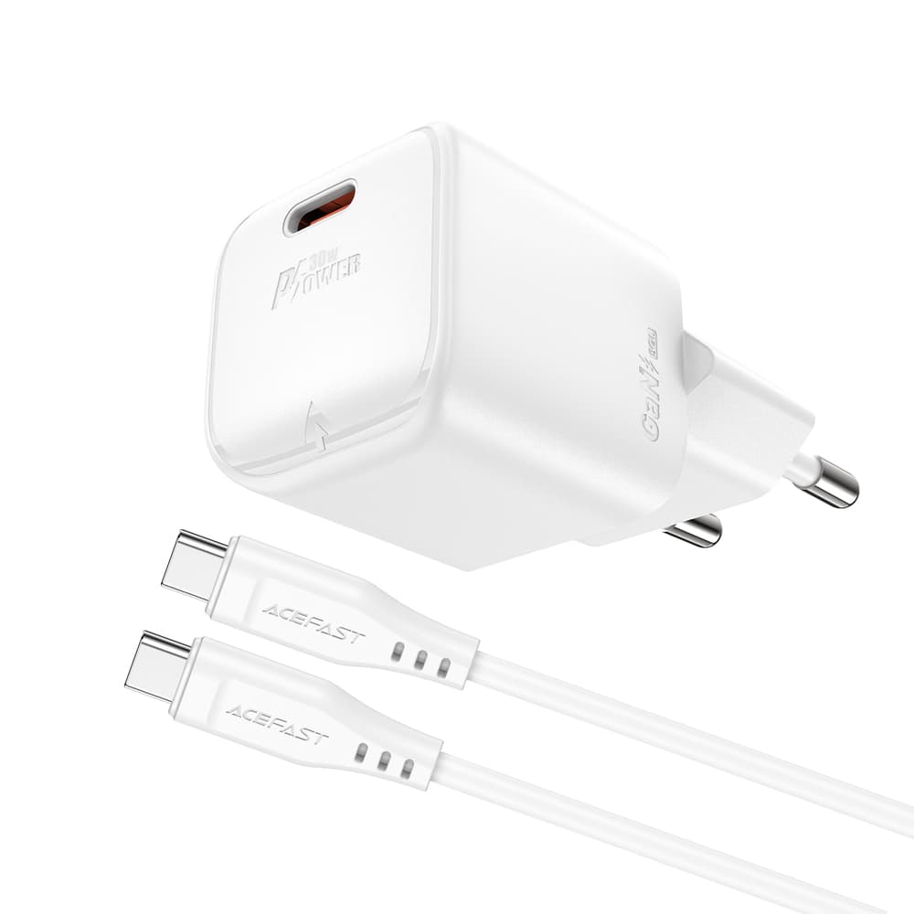 Acefast A77 Mini PD 30W GaN Polnilnik + USB-C kabel - bel 2