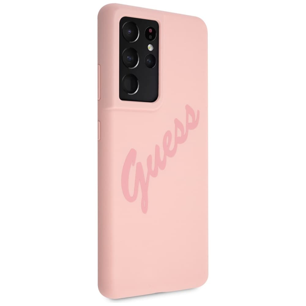 Ovitek Guess Silicone Vintage Script za Samsung Galaxy S21 Ultra - Roza 4