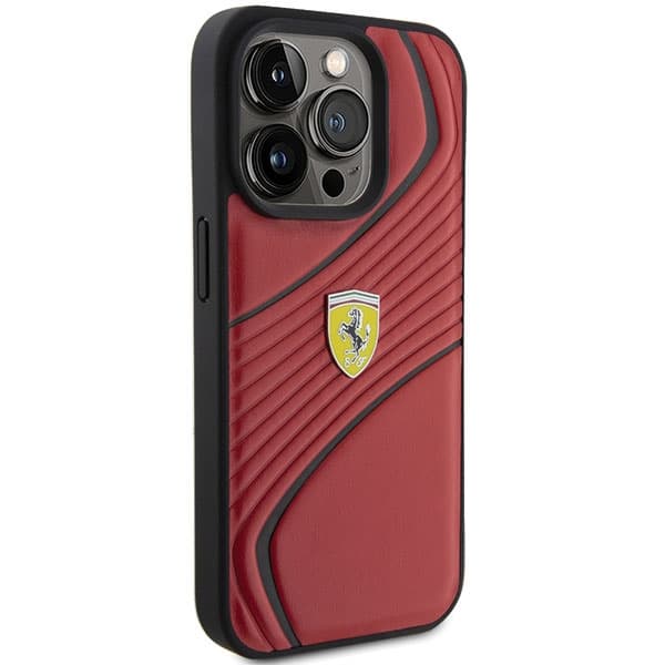 Etui Ferrari Twist Metal Logo za iPhone 15 Pro - rdeča 4