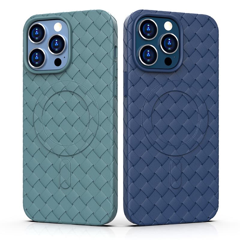 MagSafe ovitek Hurtel Woven za iPhone 14 Pro - temno moder 4