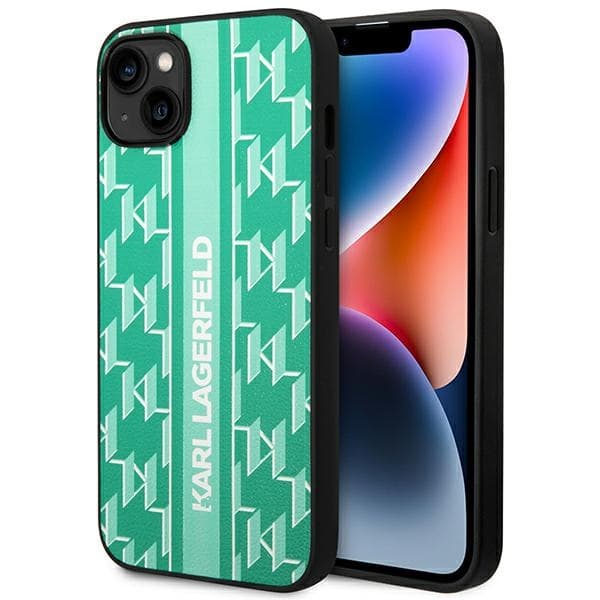 Karl Lagerfeld Monogram Stripe ovitek za iPhone 14 (6.1"), zelena