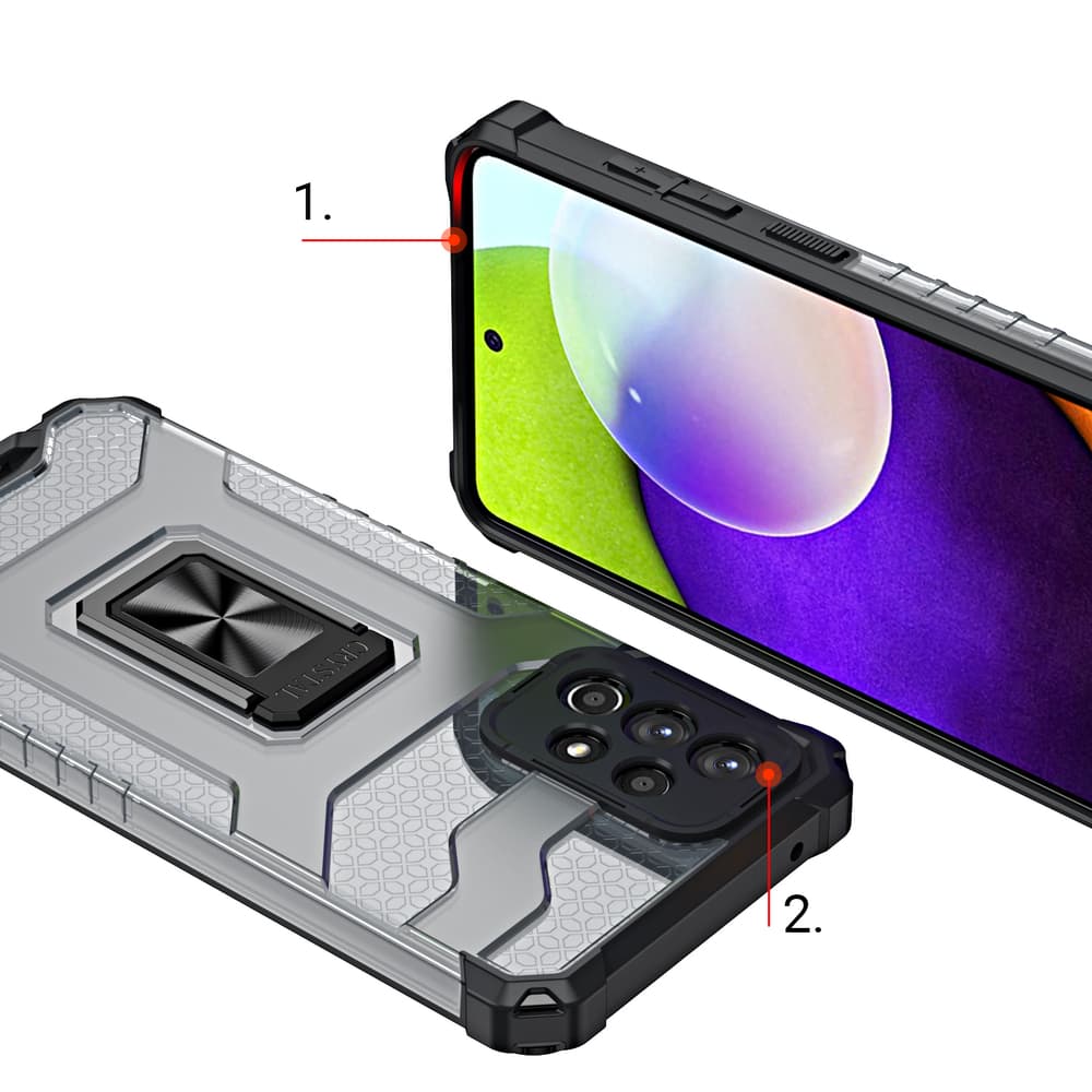 Ovitek Crystal Ring Case Kickstand za Samsung Galaxy A72 4G (rdeč) 7