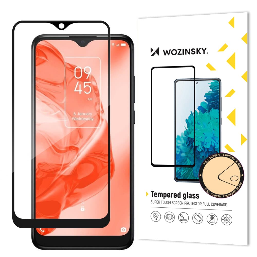 Wozinsky Full Glue kaljeno steklo za TCL 205, črno