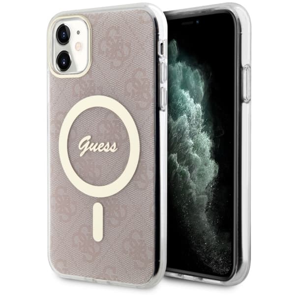 Ovitek Guess GUHMN61H4STP za iPhone 11 6.1" – roza 4G MagSafe