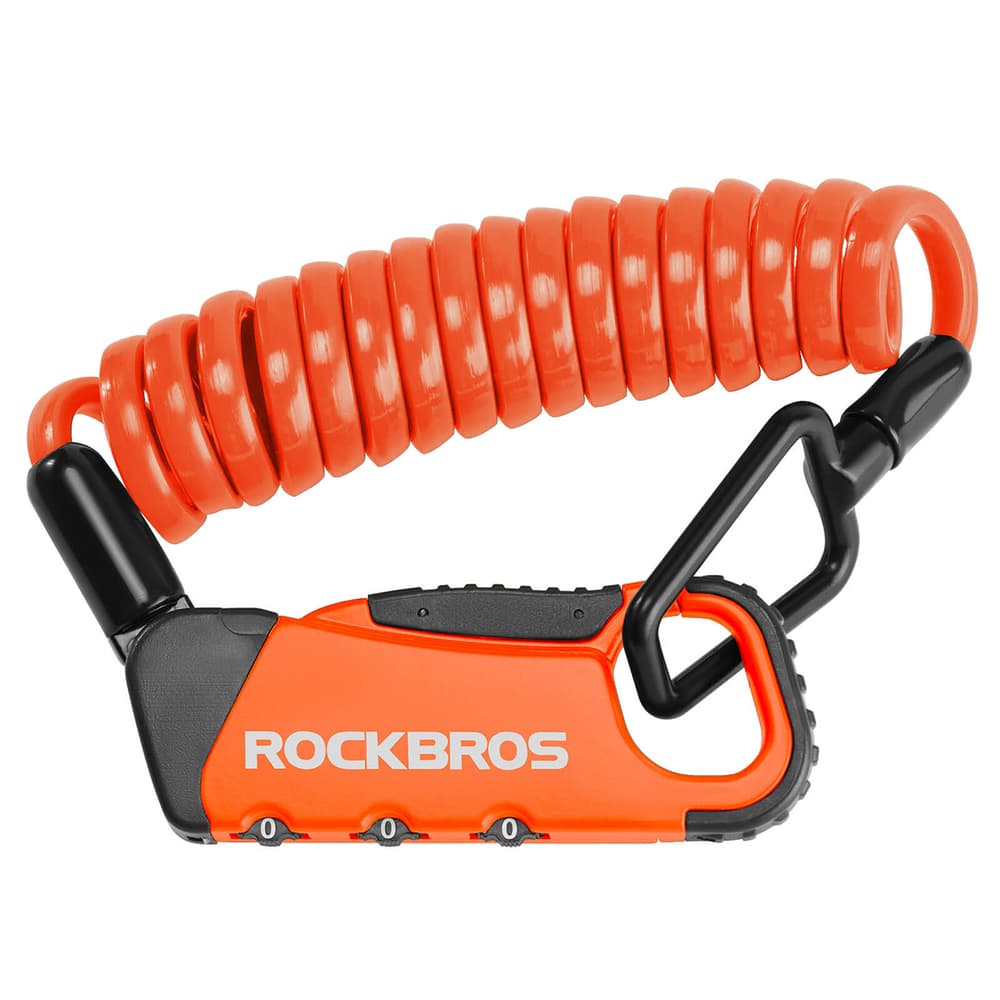 Rockbros RBK6N ključavnica na kodo za kolo, spiralna 120 cm, oranžna