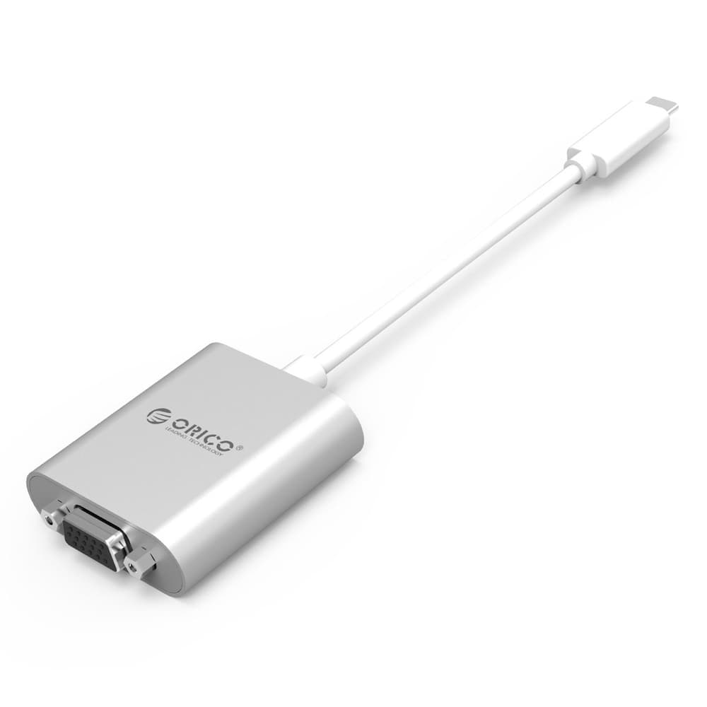 Orico PTAV adapter USB-C na VGA + 3.5mm audio, 0.15m - srebrna