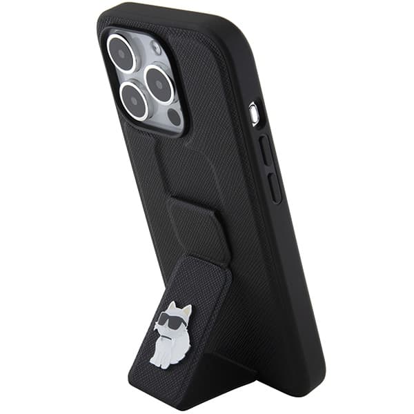 Karl Lagerfeld ovitek za iPhone 15 Pro - črn, Gripstand 2